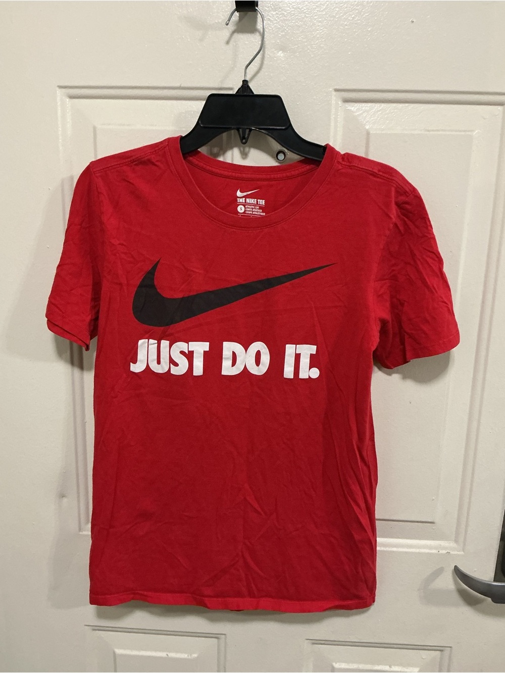 Nike Red Crewneck Tee with White Swoosh and Logo